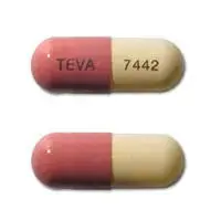 Fluvastatin (Fluvastatin [ floo-va-sta-tin ])-TEVA 7442-20 mg-Pink & White-Capsule-shape