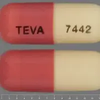 Fluvastatin (Fluvastatin [ floo-va-sta-tin ])-TEVA 7442-20 mg-Pink & White-Capsule-shape