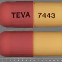 Fluvastatin (Fluvastatin [ floo-va-sta-tin ])-TEVA 7443-40 mg-Yellow / Pink-Capsule-shape