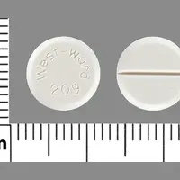 Chlorothiazide (oral/injection) (Chlorothiazide (oral/injection) [ klor-oh-thye-a-zide ])-West-ward 209-250 mg-White-Round