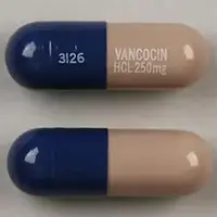 Vancomycin (injection) (Vancomycin (injection) [ van-koe-mye-sin ])-3126 VANCOCIN HCL 250mg-250 mg-Blue / Purple-Capsule-shape