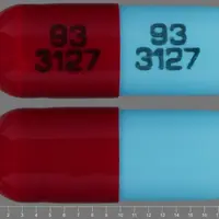 Disopyramide (Disopyramide [ dye-soe-pir-a-mide ])-93 3127 93 3127-100 mg-Red / Blue-Capsule-shape