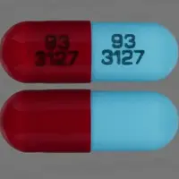 Disopyramide (Disopyramide [ dye-soe-pir-a-mide ])-93 3127 93 3127-100 mg-Red / Blue-Capsule-shape