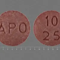 Hydrochlorothiazide and enalapril (Hydrochlorothiazide and enalapril [ hye-droe-klor-oh-thye-a-zide-and-en-al-e-pril ])-APO 10 25-10 mg / 25 mg-Red-Round