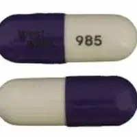 Cefaclor (Cefaclor [ cef-a-klor ])-West-ward 985-250 mg-Purple / White-Capsule-shape