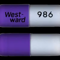 Cefaclor (Cefaclor [ cef-a-klor ])-West-ward 986-500 mg-Purple / Gray-Capsule-shape