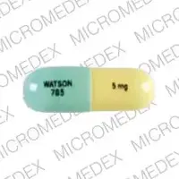 Chlordiazepoxide (Chlordiazepoxide [ klor-dye-az-e-pox-ide ])-WATSON 785 5 mg-5 mg-Green & Yellow-Capsule-shape