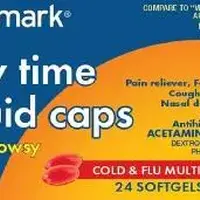 Cold and flu daytime relief (Acetaminophen, dextromethorphan, and phenylephrine [ a-seet-a-min-of-fen, dex-troe-me-thor-fan, and-fen-il-eff-rin ])-512-325 mg / 10 mg / 5 mg-Orange-Capsule-shape