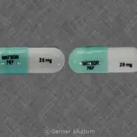 Chlordiazepoxide (Chlordiazepoxide [ klor-dye-az-e-pox-ide ])-WATSON 787 25mg-25 mg-Green & White-Capsule-shape