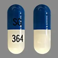 Omeprazole and sodium bicarbonate (Omeprazole and sodium bicarbonate [ oh-me-pray-zol-and-so-dee-um-by-kar-bon-ate ])-SG 364-40 mg / 1100 mg-Blue & White-Capsule-shape