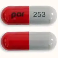 Fluoxetine and olanzapine (Fluoxetine and olanzapine [ floo-ox-eh-teen-and-oh-lan-za-peen ])-par 253-50 mg / 12 mg-Gray & Red-Capsule-shape