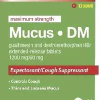 Maximum strength mucus dm (Dextromethorphan and guaifenesin [ dex-troe-me-thor-fan-and-gwye-fen-e-sin ])-X 63-dextromethorphan hydrobromide 60 mg / guaifenesin 1200 mg-White-Oval