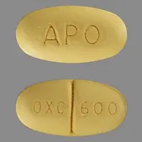 Oxcarbazepine (Oxcarbazepine [ ox-kar-bay-zeh-peen ])-APO OXC 600-600 mg-Yellow-Oval