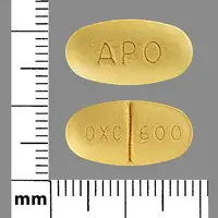 Oxcarbazepine (Oxcarbazepine [ ox-kar-bay-zeh-peen ])-APO OXC 600-600 mg-Yellow-Oval