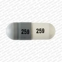 Zonisamide (Zonisamide [ zoe-nis-a-mide ])-259 259-50 mg-Gray & White-Capsule-shape