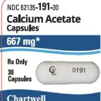 Calcium acetate (Calcium acetate [ kal-see-um-as-e-tate ])-CE 0191-667 mg-White-Capsule-shape