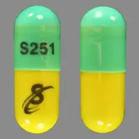 Chlordiazepoxide (Chlordiazepoxide [ klor-dye-az-e-pox-ide ])-S251 Logo-5 mg-Green & Yellow-Capsule-shape