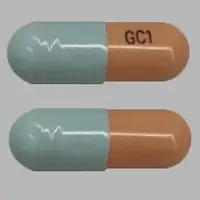 Mycophenolate mofetil (oral/injection) (Mycophenolate mofetil (oral/injection) [ mye-koe-fen-oh-late-moe-fe-til ])-GC1-250 mg-Blue / Peach-Capsule-shape