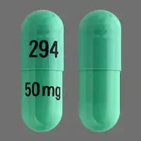 Indomethacin (Indomethacin [ in-doe-meth-a-sin ])-294 50 mg-50 mg-Green-Capsule-shape