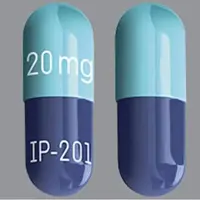 Indomethacin (Indomethacin [ in-doe-meth-a-sin ])-IP 201 20 mg-20 mg-Blue-Capsule-shape