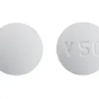 Voriconazole (monograph) (Vfend)-V50-50 mg-White-Round