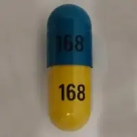 Fenofibric acid (Fenofibric acid [ fen-oh-fye-brik-as-id ])-168 168-135 mg-Blue & Yellow-Capsule-shape