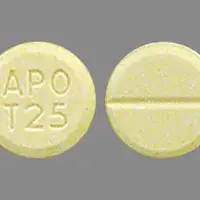 Tetrabenazine (Tetrabenazine (tet ra ben' a zeen))-APO T25-25 mg-Yellow-Round