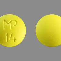 Thioridazine (Thioridazine [ thye-oh-rid-a-zeen ])-MP 14-25 mg-Yellow-Round