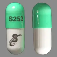 Chlordiazepoxide (Chlordiazepoxide [ klor-dye-az-e-pox-ide ])-S253 Logo-25 mg-Green & White-Capsule-shape