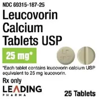 Leucovorin (injection) (Leucovorin (injection) [ loo-koe-vor-in ])-LP 187-25 mg-Yellow-Round