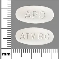 Atorvastatin (Atorvastatin [ a-tor-va-sta-tin ])-APO ATV 80-80 mg-White-Oval