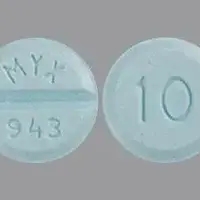 Diazepam (Diazepam (oral) [ dye-az-e-pam ])-MYX 943 10-10 mg-Blue-Round