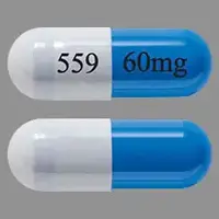 Duloxetine (Duloxetine [ du-lox-e-teen ])-559 60mg-60 mg-Blue & White-Capsule-shape