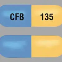 Fenofibric acid (Fenofibric acid [ fen-oh-fye-brik-as-id ])-CFB 135-135 mg-Blue & Yellow-Capsule-shape