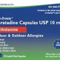 Loratadine (Loratadine [ lor-at-a-deen ])-LR10-10 mg-Blue-Capsule-shape