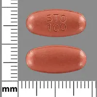 Carbidopa, entacapone, and levodopa (Carbidopa, entacapone, and levodopa [ kar-bi-doe-pa, en-tak-a-pone, lee-voe-doe-pa ])-STO 100-25 mg / 200 mg / 100 mg-Red-Oval