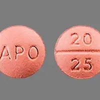 Hydrochlorothiazide and benazepril (Hydrochlorothiazide and benazepril [ hye-droe-klor-oh-thy-a-zide-and-ben-az-e-pril ])-APO 20 25-20 mg / 25 mg-Brown-Round