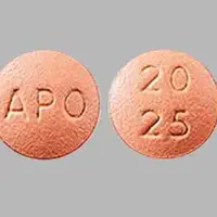 Hydrochlorothiazide and quinapril (Hydrochlorothiazide and quinapril [ hye-droe-klor-oh-thy-a-zide-and-kwin-a-pril ])-APO 20 25-25 mg / 20 mg-Peach-Round