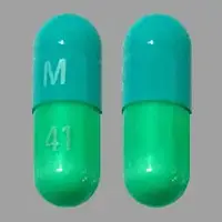 Clindamycin (Clindamycin (oral/injection) [ klin-da-mye-sin ])-M 41-150 mg-Blue / Green-Capsule-shape