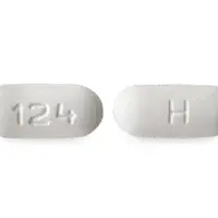 Emtricitabine and tenofovir disoproxil fumarate (monograph) (Medically reviewed)-H 124-200 mg / 300 mg-Blue-Capsule-shape