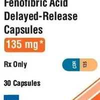 Fenofibric acid (Fenofibric acid [ fen-oh-fye-brik-as-id ])-CDR 135-135 mg-Blue & Yellow-Capsule-shape