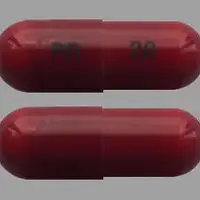 Piroxicam (Piroxicam [ peer-ox-i-kam ])-PR 20-20 mg-Maroon-Capsule-shape