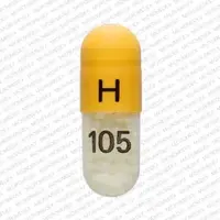 Indomethacin (Indomethacin [ in-doe-meth-a-sin ])-H 105-75 mg-White & Yellow-Capsule-shape