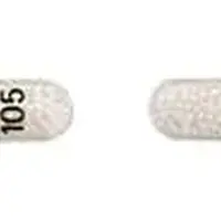 Indomethacin (Indomethacin [ in-doe-meth-a-sin ])-H 105-75 mg-White & Yellow-Capsule-shape