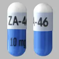 Ramipril (Ramipril [ ram-i-pril ])-ZA-46 10 mg-10 mg-Blue & White-Capsule-shape