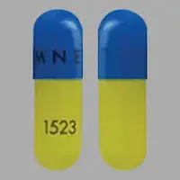 Tetracycline (Tetracycline [ tet-tra-sye-kleen ])-AMNEAL 1523-500 mg-Blue & Yellow-Capsule-shape