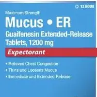 Mucus relief maximum strength (Guaifenesin [ gwye-fen-e-sin ])-Mxeunic 1200-guaifenesin 1200 mg-White-Capsule-shape