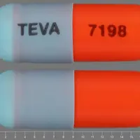 Fluoxetine (Fluoxetine [ floo-ox-e-teen ])-TEVA 7198-40 mg-Blue & Orange-Capsule-shape