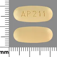 Methocarbamol (Methocarbamol (oral/injection) [ meth-oh-kar-ba-mal ])-AP211-750 mg-Yellow-Capsule-shape