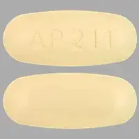 Methocarbamol (Methocarbamol (oral/injection) [ meth-oh-kar-ba-mal ])-AP211-750 mg-Yellow-Capsule-shape